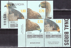 Республика Серпска, 2019, Европа, Птицы, 2 пары марок из буклета